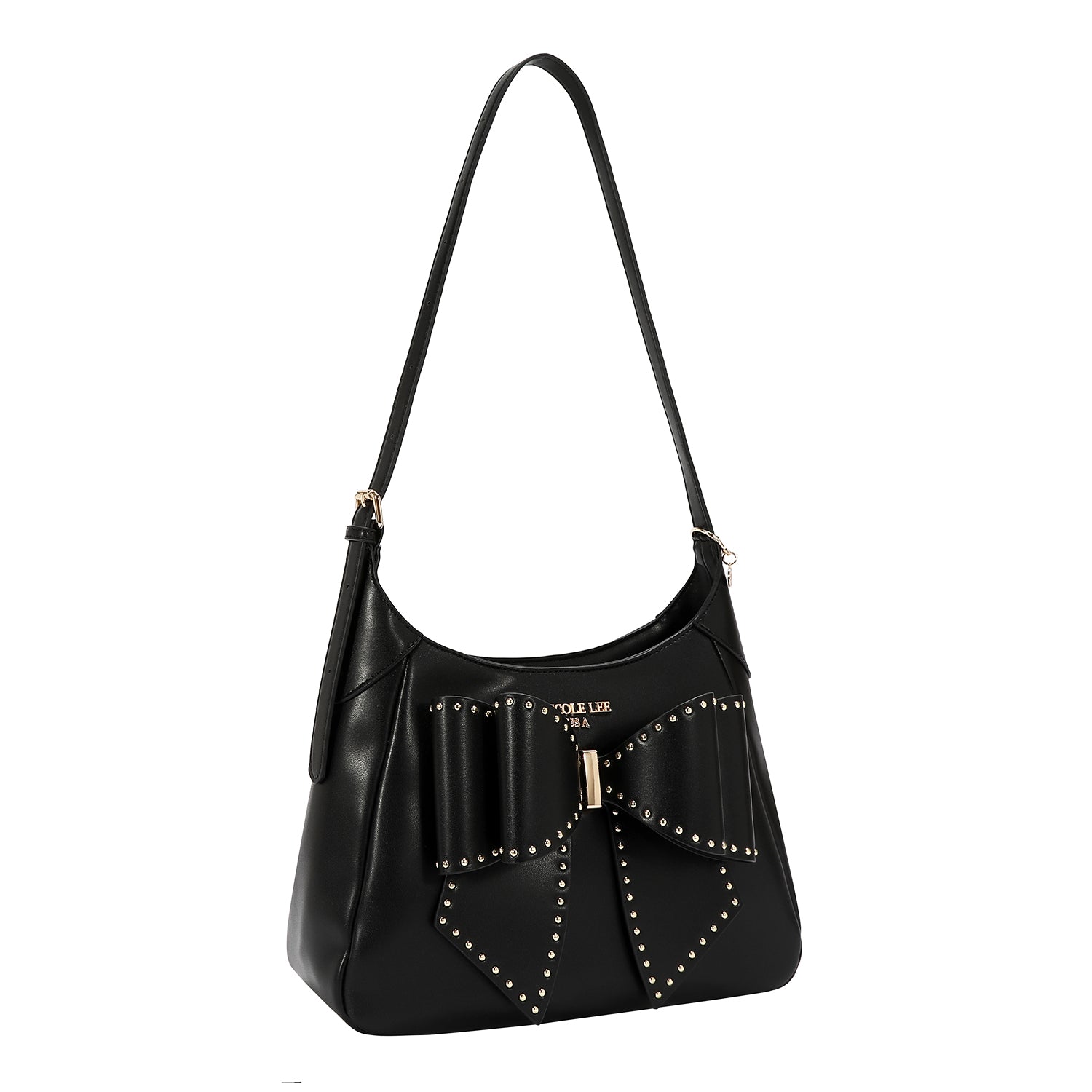 STUDDED BOW SHOULDER BAG