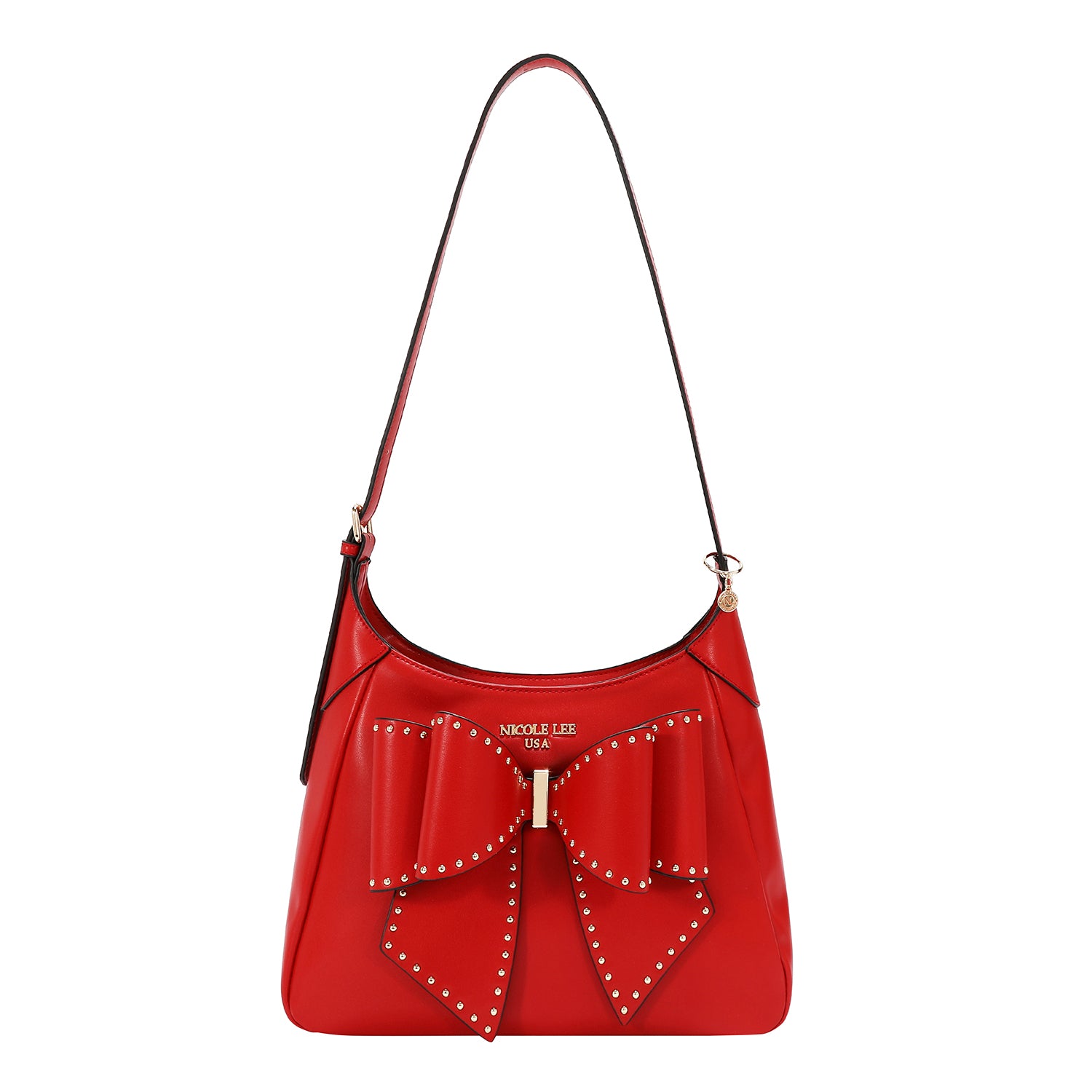 Studded Bow Shoulder Bag Featuring a Bold Statement Bow Accented