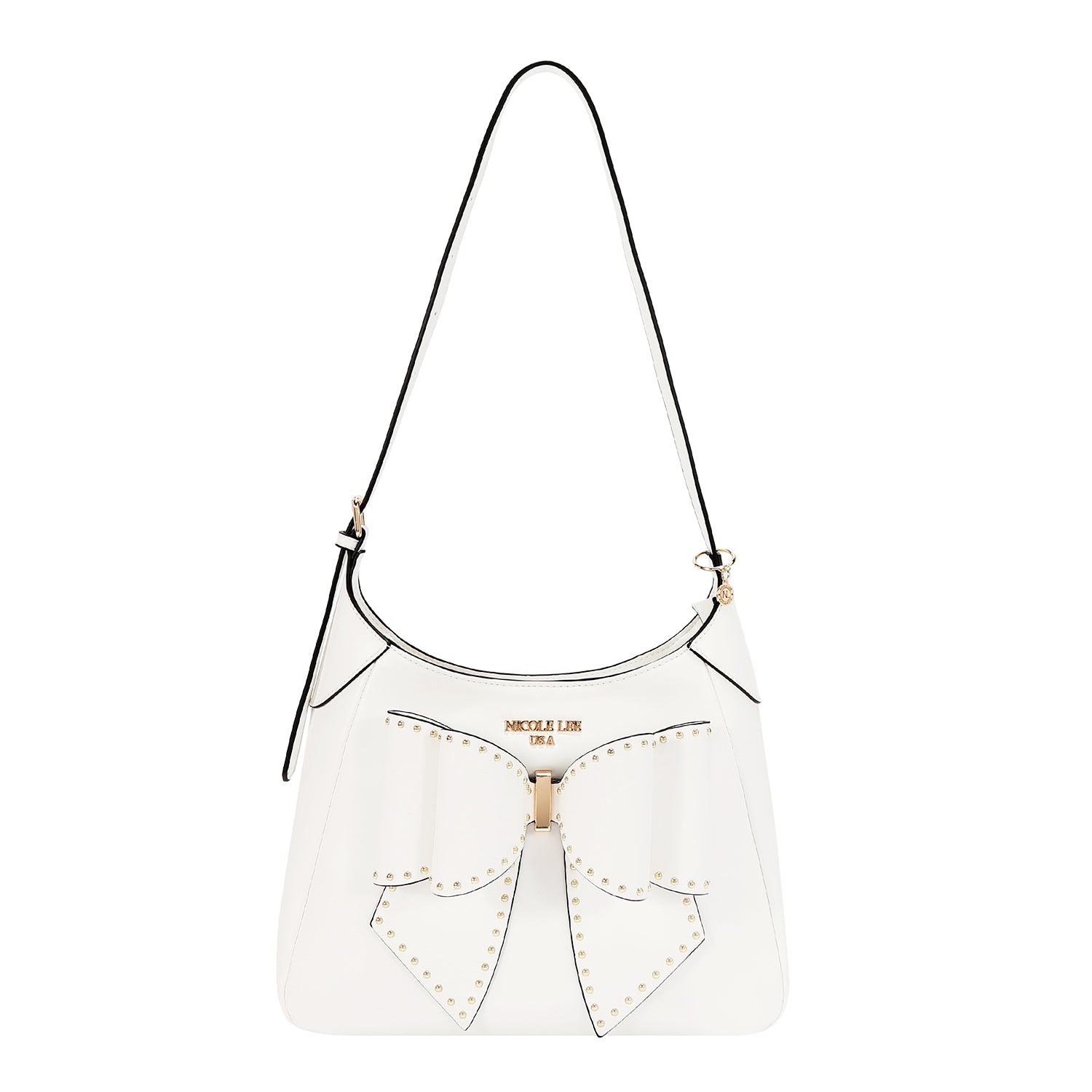 Studded Bow Shoulder Bag Featuring a Bold Statement Bow Accented