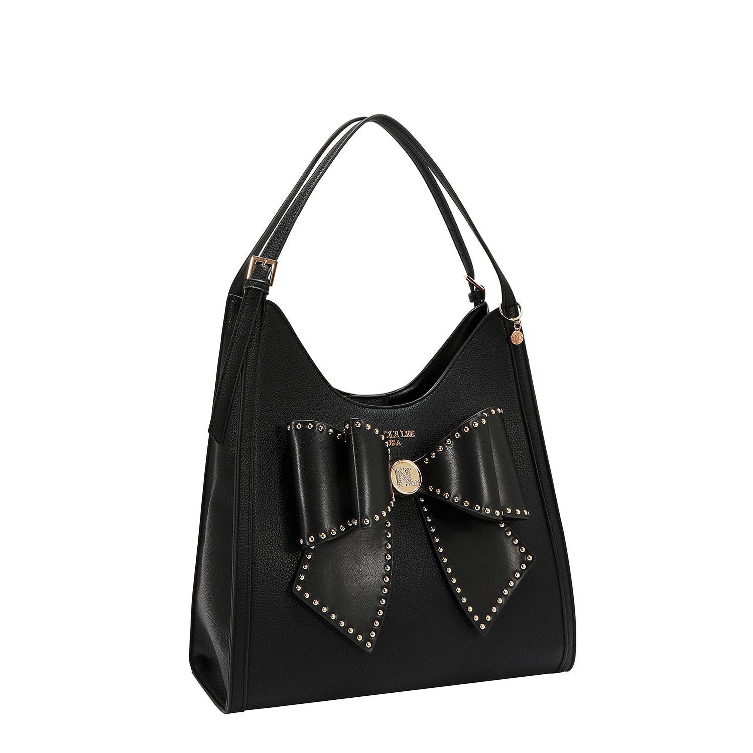STUDDED BOW HOBO BAG