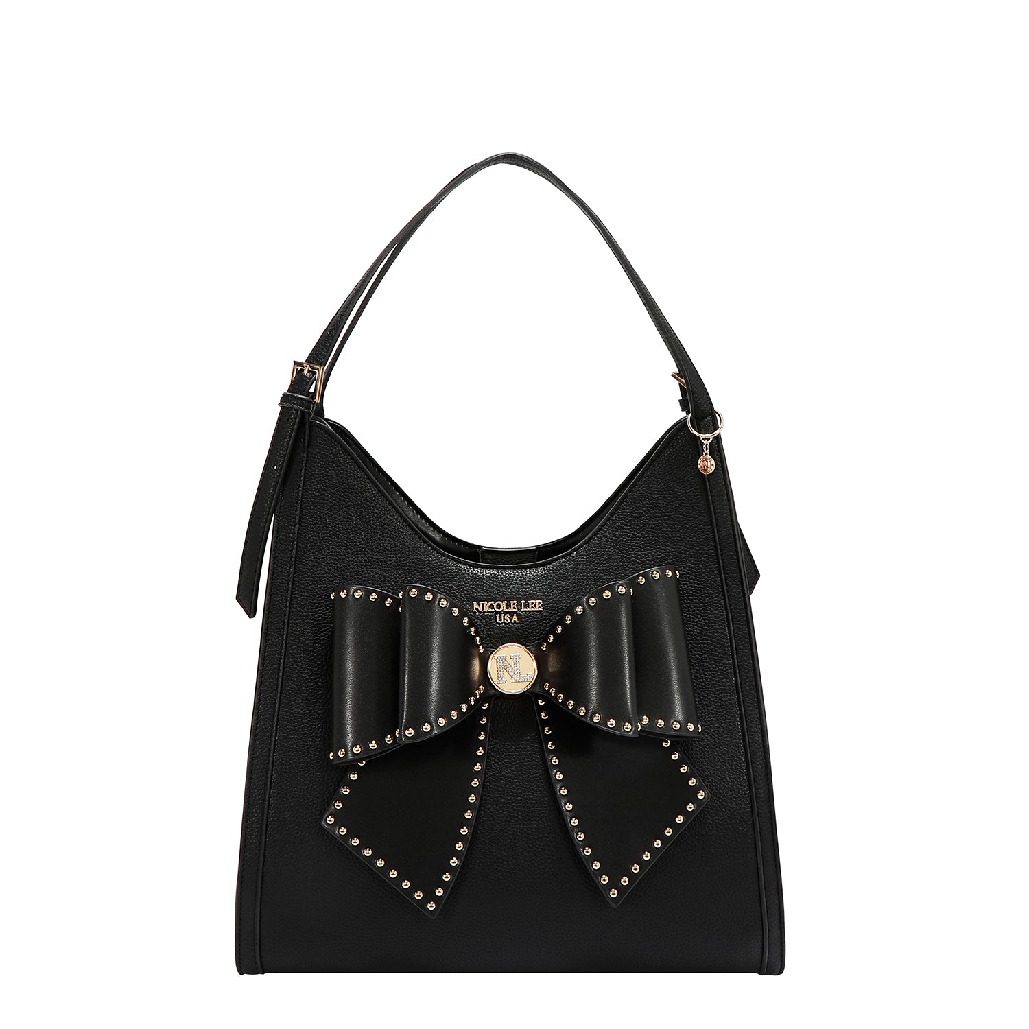 STUDDED BOW HOBO BAG