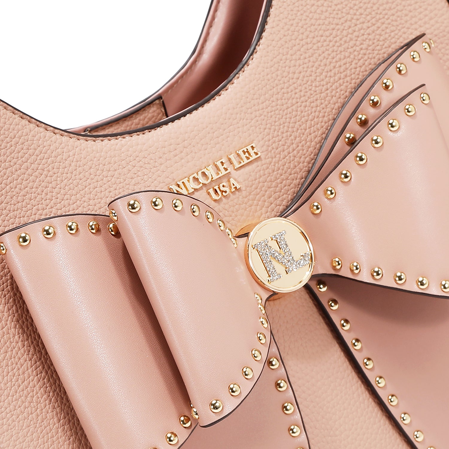 STUDDED BOW HOBO BAG