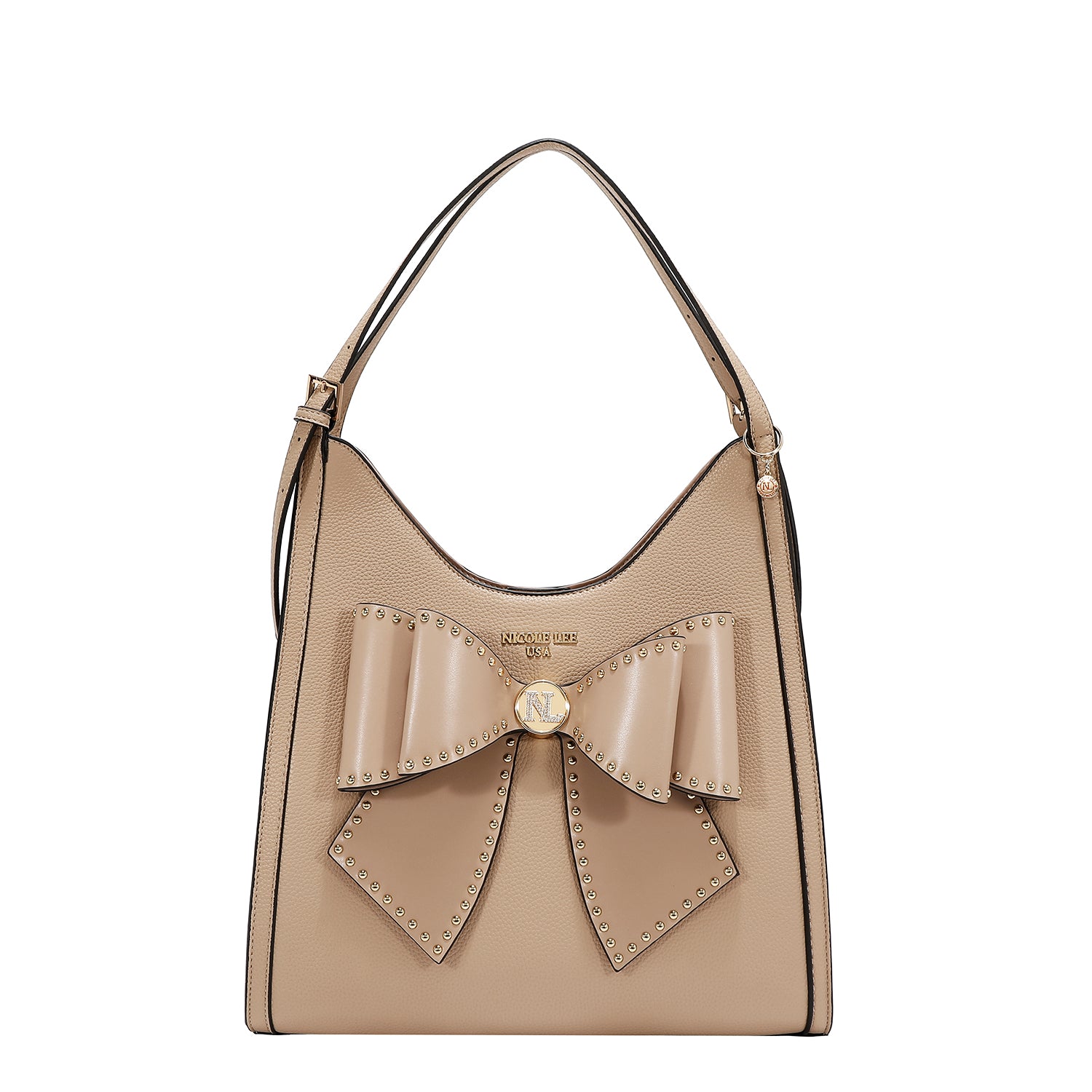 STUDDED BOW HOBO BAG