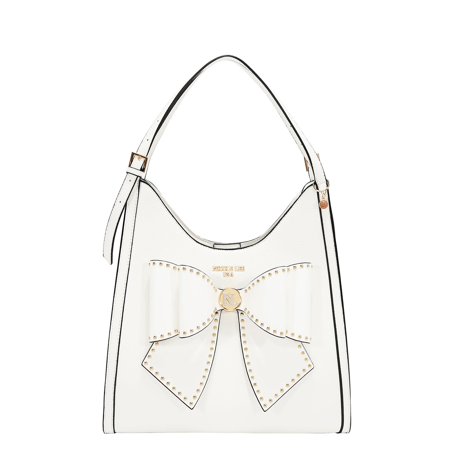 STUDDED BOW HOBO BAG