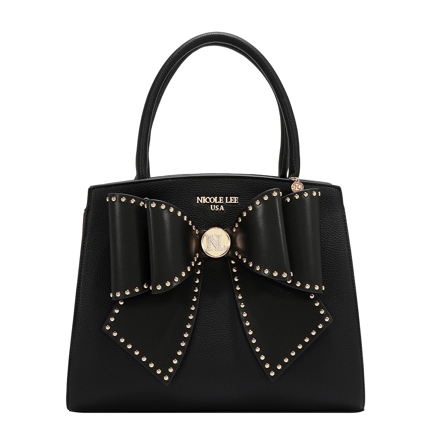 STUDDED BOW SATCHEL BAG