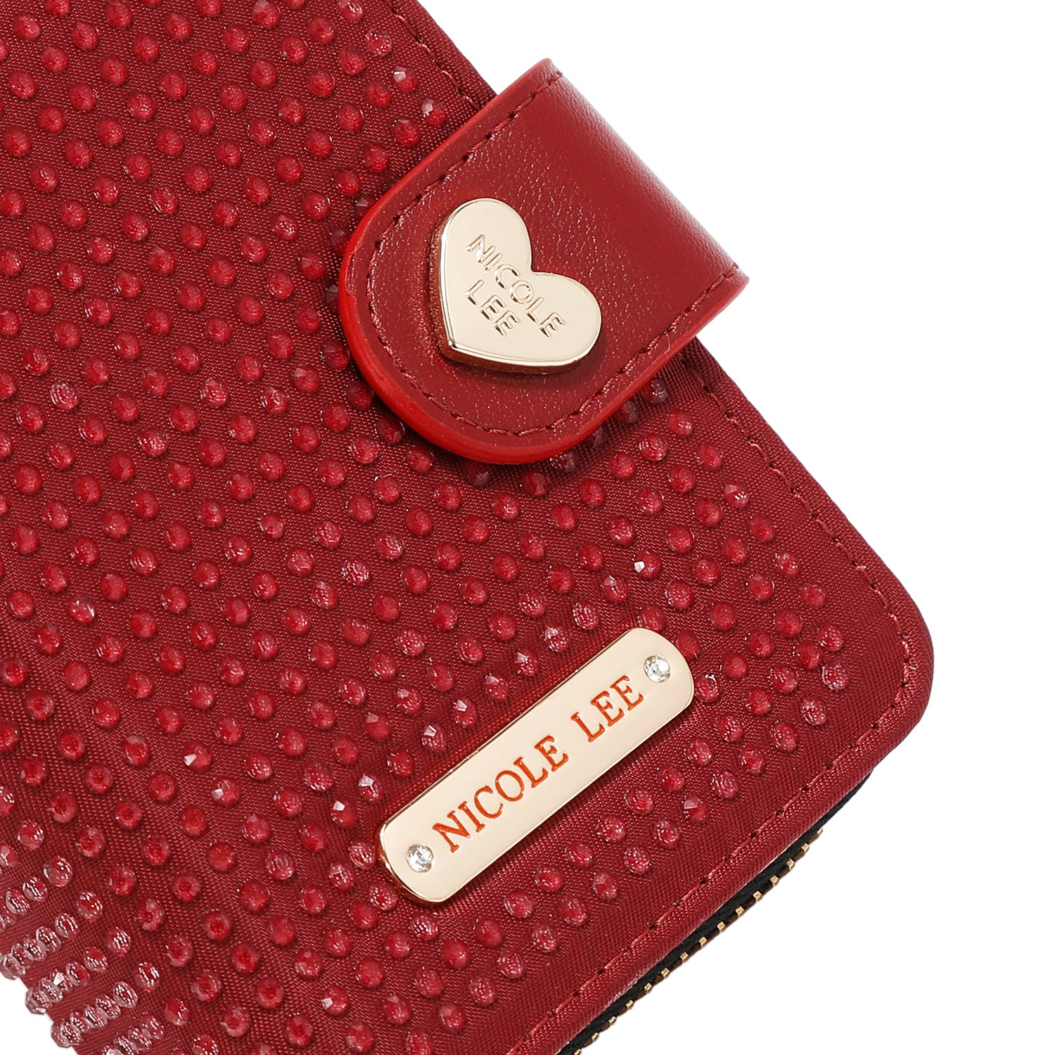SOLID CRYSTAL HEART BIFOLD WALLET