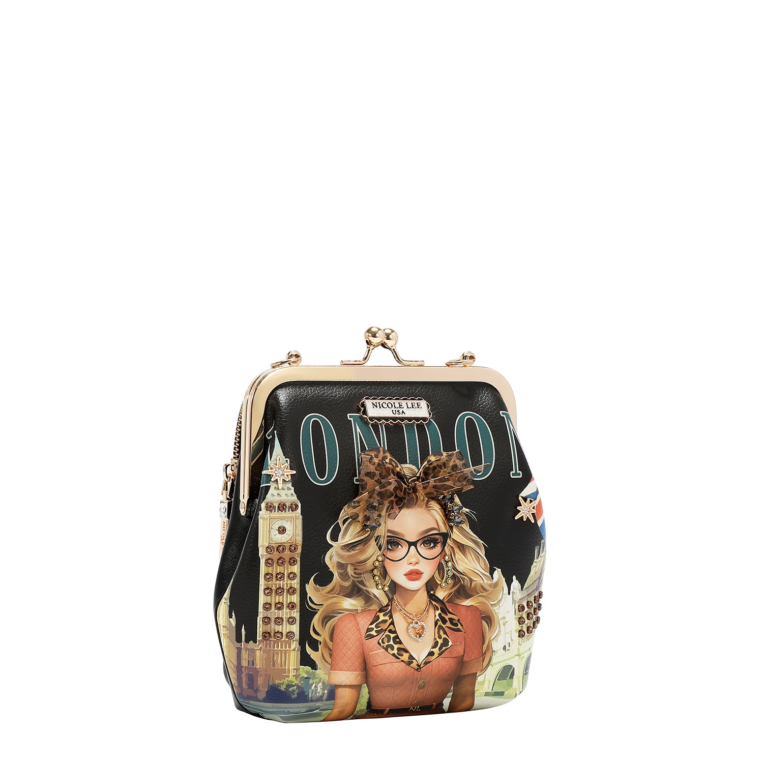 KISS LOCK 2 COMPARTMENT CROSSBODY BAG