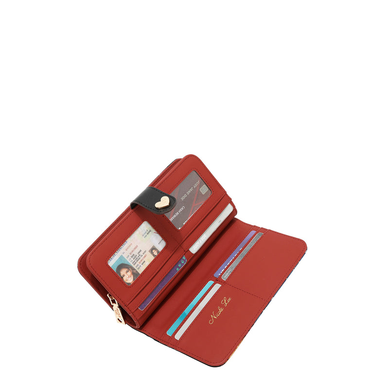 NL Signature Bifold Wallet with Optional Metal Wristlet Strap