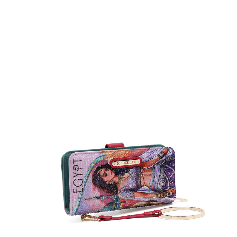 Nicole Lee Vegan Leather Bifold Wallet Wristlet With Detachable Strap & 6 Card Slots