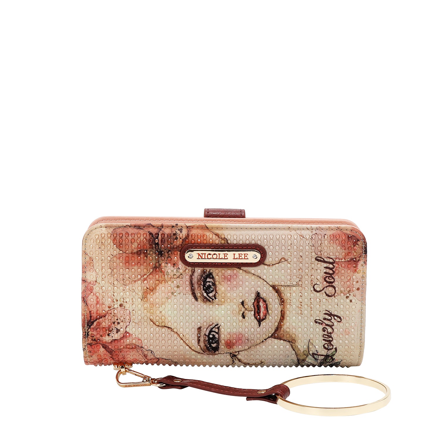 NL Signature Bifold Wallet with Optional Metal Wristlet Strap