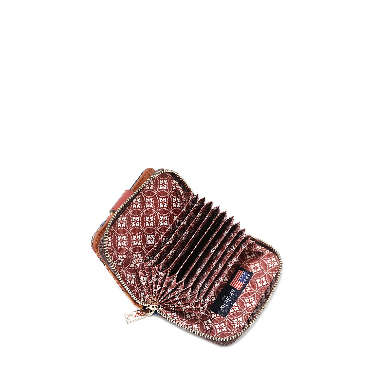 Denim and Vegan Leather RFID Heart Bifold Wallet, Fashion Print