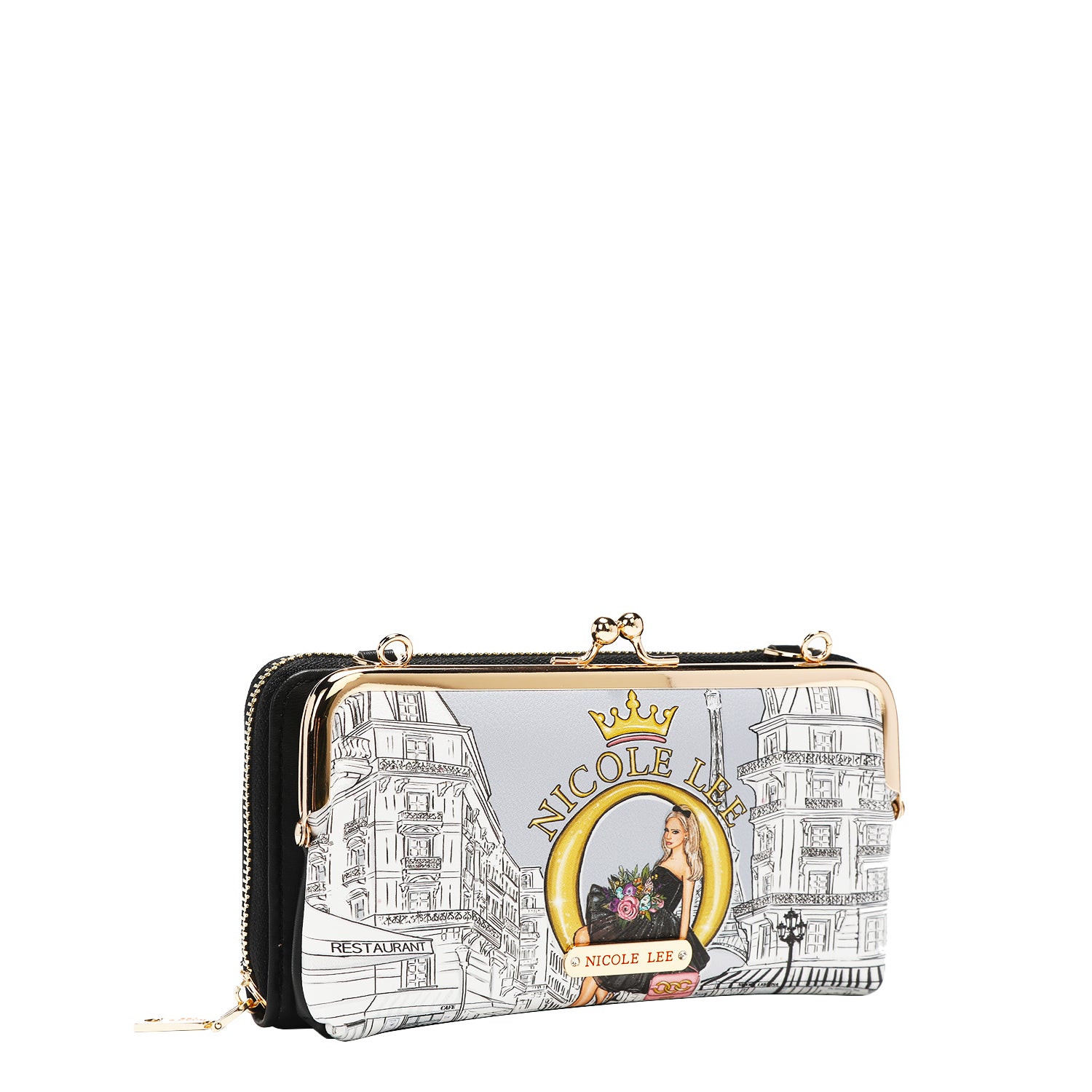 2 Piece Kiss Lock Pouch Crossbody Bifold Wallet, Women's Vegan
