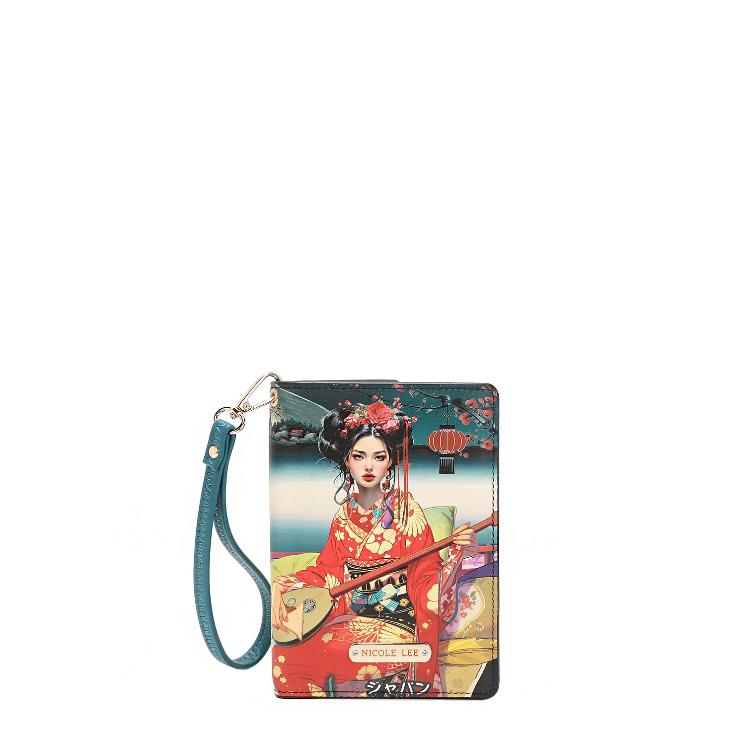 Fashion Print Passport Wallet Wristlet with Pen Holder, Card Slots