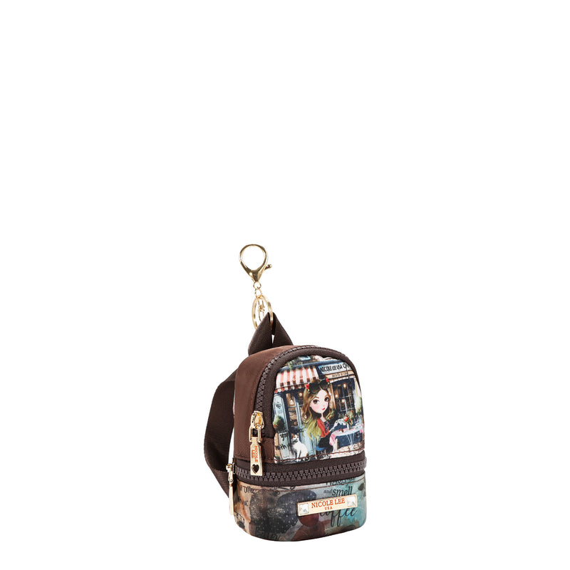 Mini Coin Purse Leather Backpack Keychain, Women's, Multi