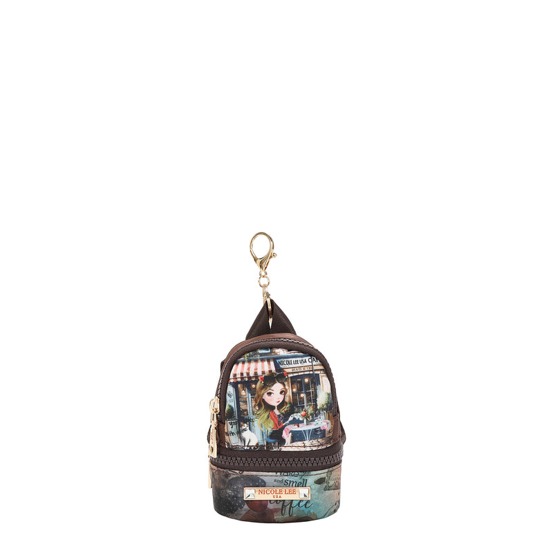 Mini Coin Purse Leather Backpack Keychain, Women display picture 1