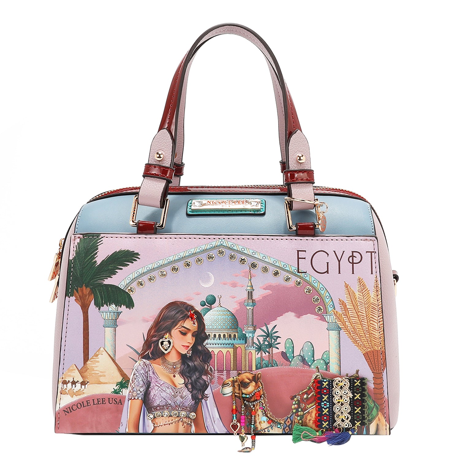 Queen Cleopatra Boston Bag the Front is Embellished with Beads