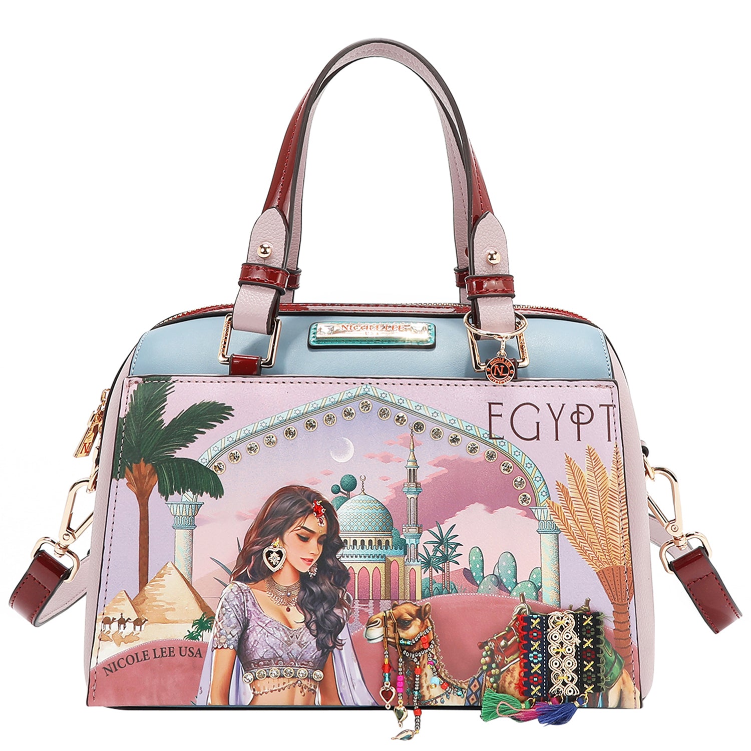 Queen Cleopatra Boston Bag the Front is Embellished with Beads