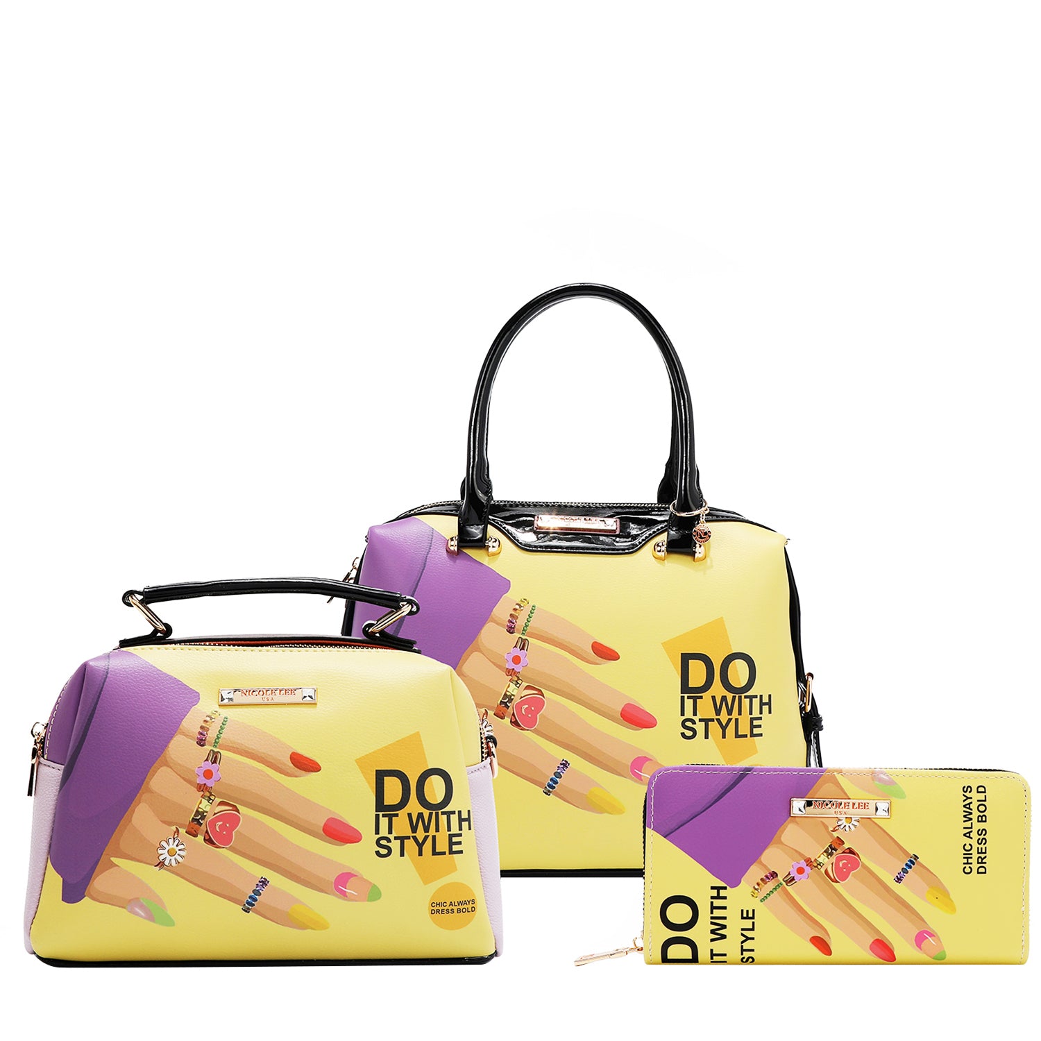 Nail Polish 3 Piece Set with Handbag, Crossbody, Wallet – Nicole