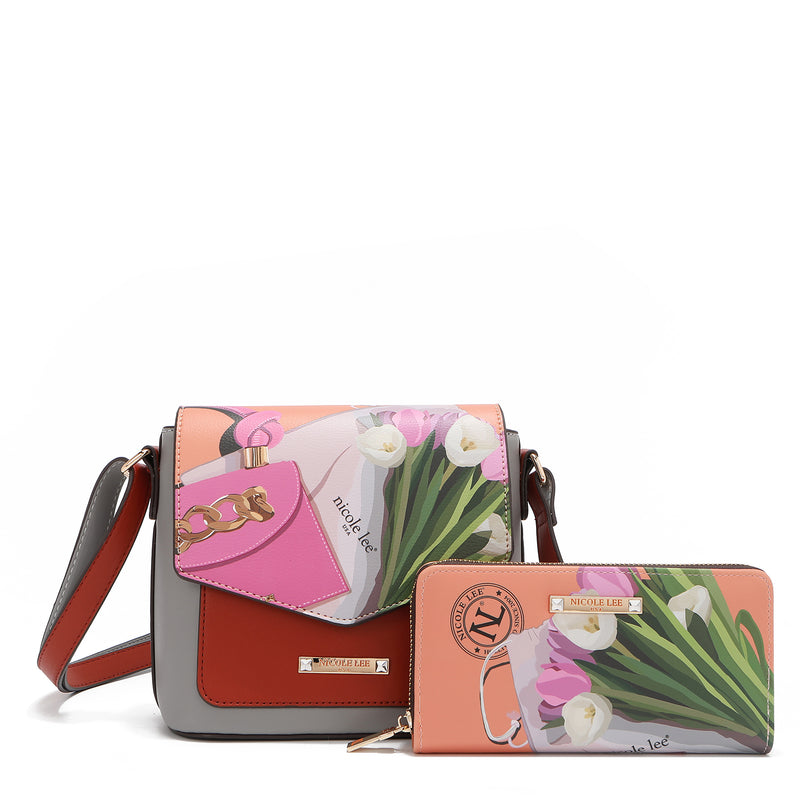 VIOLET BLOSSOM 3 PIECE SET (Backpack, Crossbody, Wallet)