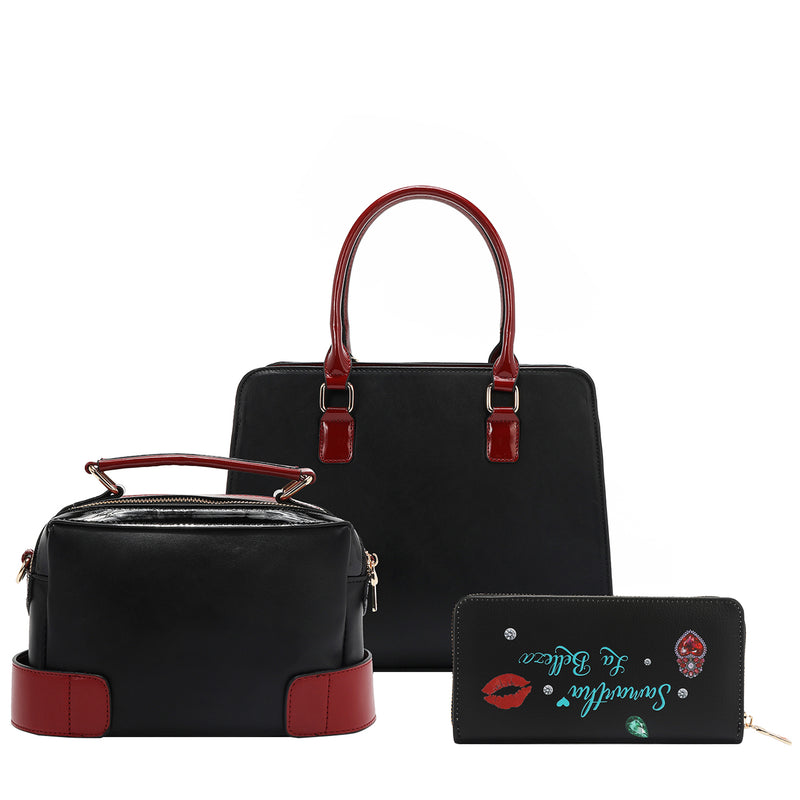 SAMANTHA LA BELLEZA 3 PIECE SET (TOTE, CROSSBODY, WALLET)