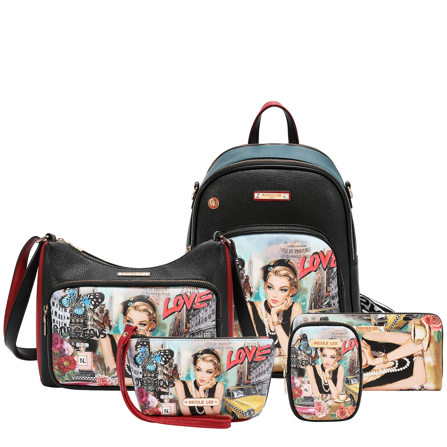 SABINA IMAGINES 5PC SET (BACKPACK, CROSSBODY, POUCH, COINPURSE, WALLET)