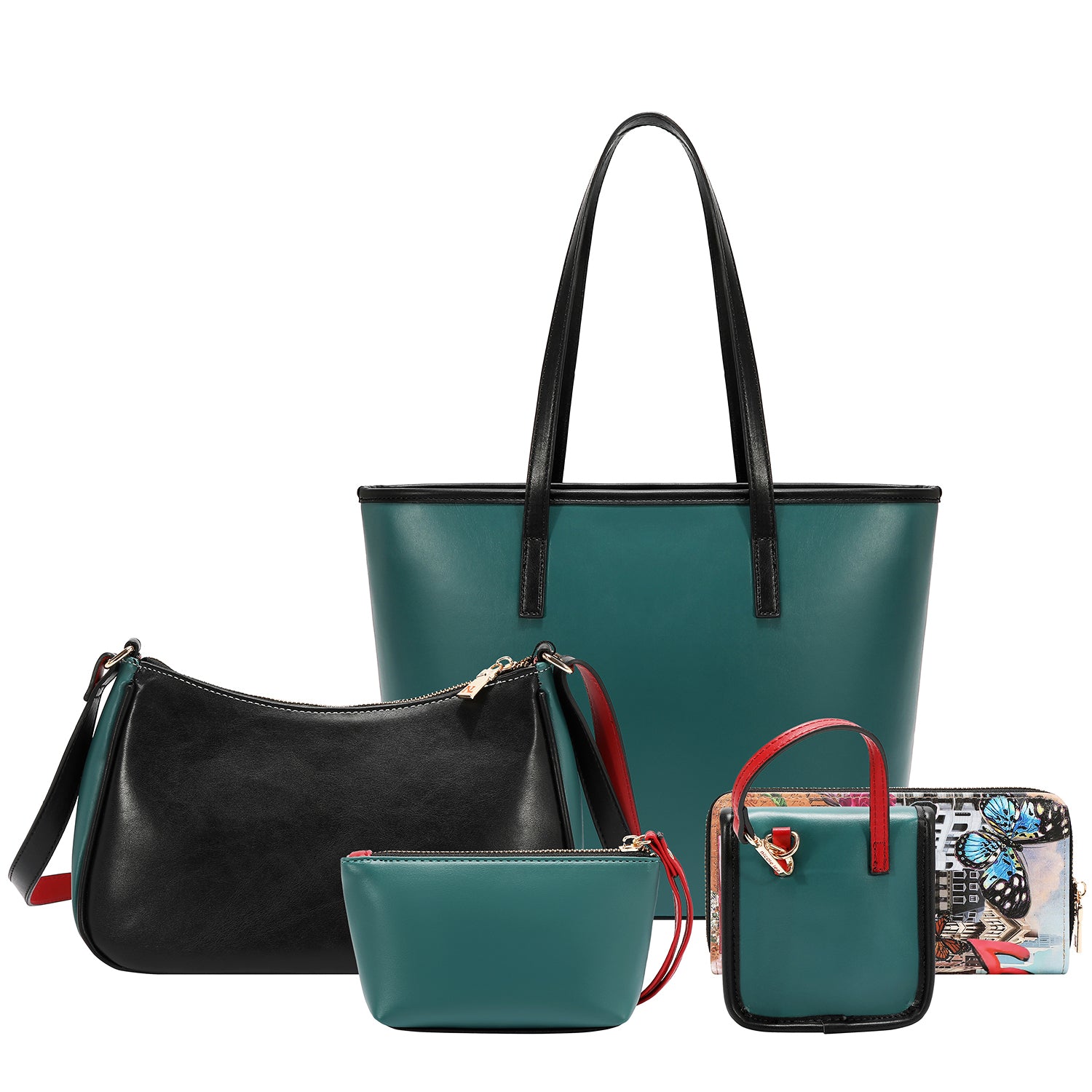 SABINA IMAGINES 5PC SET (SHOPPER BAG, CROSSBODY, POUCH, COINPURSE, WALLET)