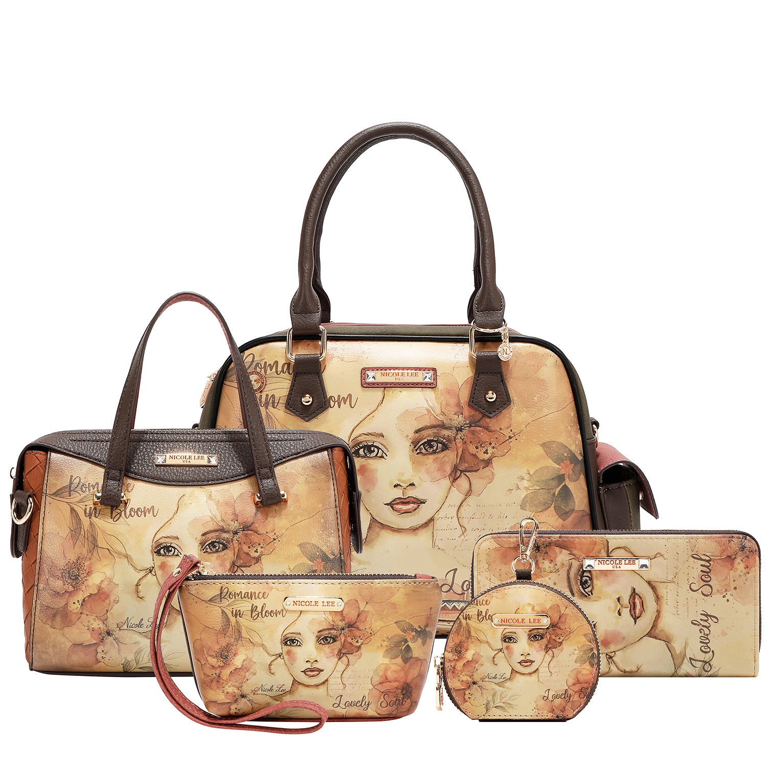REFLECTION OF LOVE 5PC SET (SATCHEL BAG, CROSSBODY, POUCH, COINPURSE, WALLET)