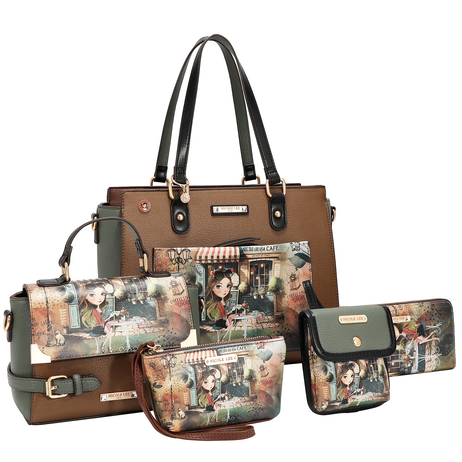 VIRTUAL FRIEND 5 PCS SET (TOTE, CROSSBODY, POUCH, COINPURSE AND WALLET)