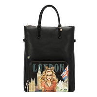 LONDON EYE 5 PC CONVERTIBLE BAG / BACKPACK SET (LARGE CONVERTIBLE BAG / BACKPACK, CROSSBODY, POUCH, COINPURSE, WALLET)