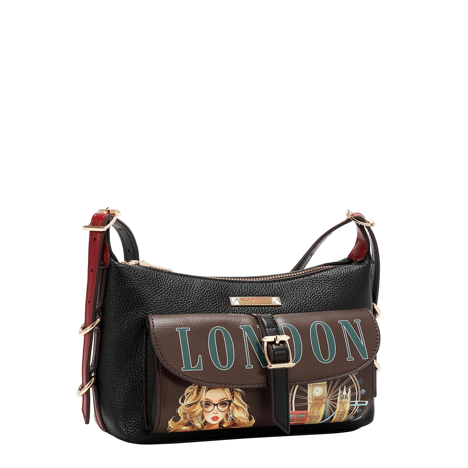 LONDON EYE 5 PC CONVERTIBLE BAG / BACKPACK SET (LARGE CONVERTIBLE BAG / BACKPACK, CROSSBODY, POUCH, COINPURSE, WALLET)