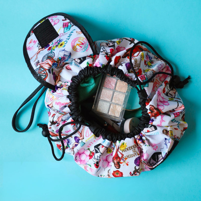 draw string makeup travel bag Drawstring Cosmetic Travel Makeup Bag, Floral Print
