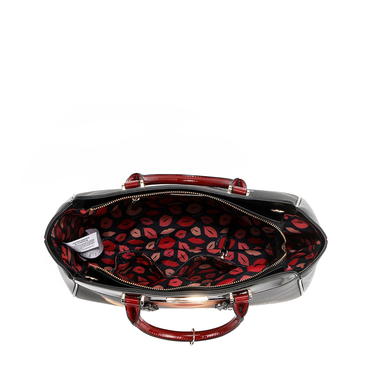 Belleza Wide Handbag Embellished with Large Rhinestone Dangling