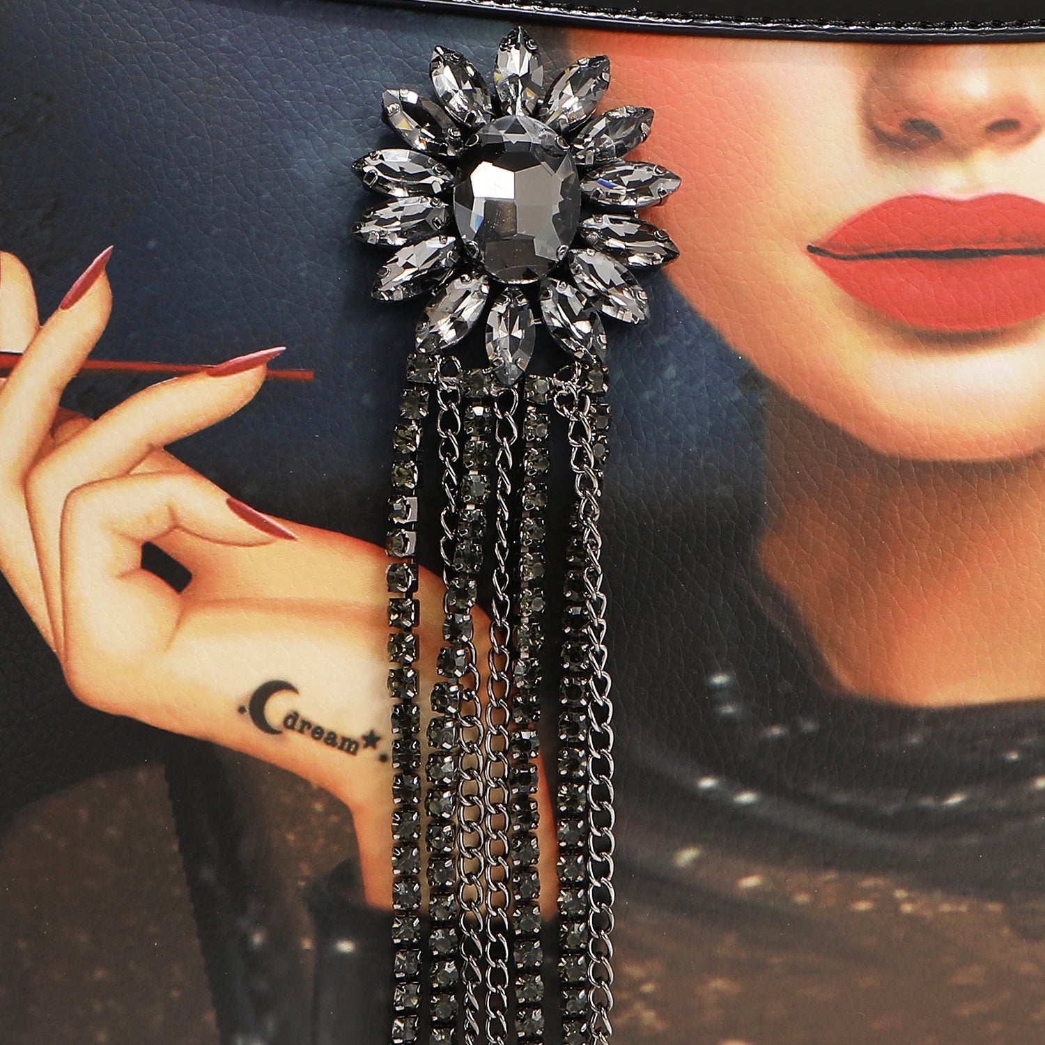 Samantha la Belleza Dome Bag with Embellishments and Vegan Leather