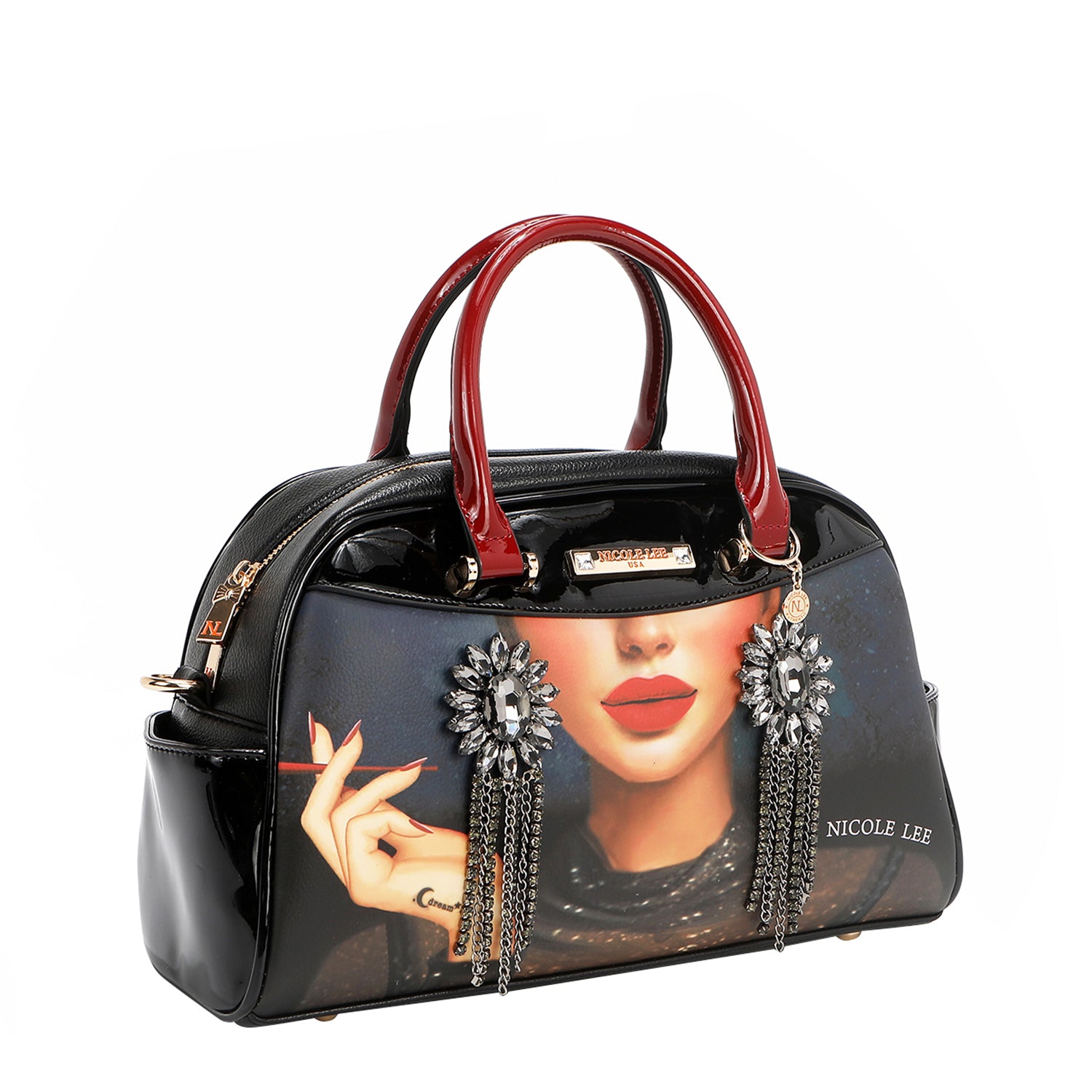 Samantha la Belleza Dome Bag with Embellishments and Vegan Leather