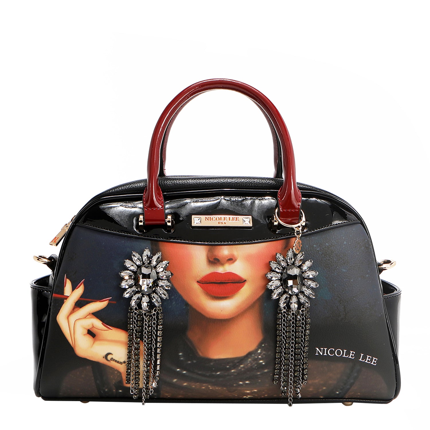 Samantha la Belleza Dome Bag with Embellishments and Vegan Leather