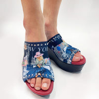 WEARING OUR NICOLE LEE CASUAL WEDGE SANDALS IN OUR SUCCESS IN NEW YORK DESING.