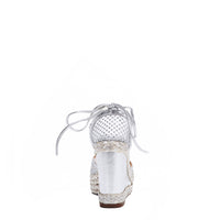 MAYA WRAP ESPADRILLE WEDGE SANDAL BACK WITH 4" PLATFORM WEDGE.