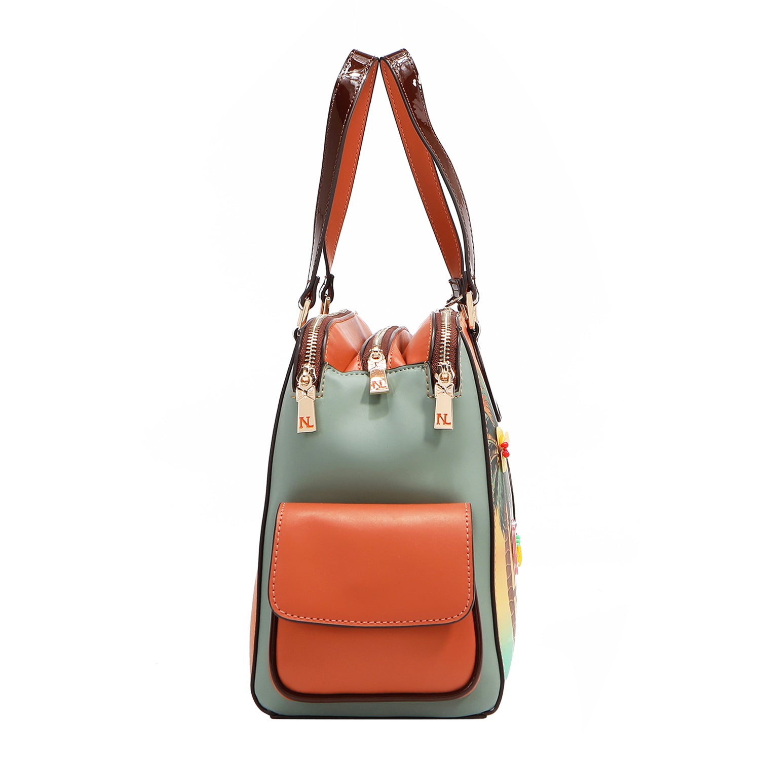 Sun & Sand Handbag Embellished with Island Charm, Tropical Palms
