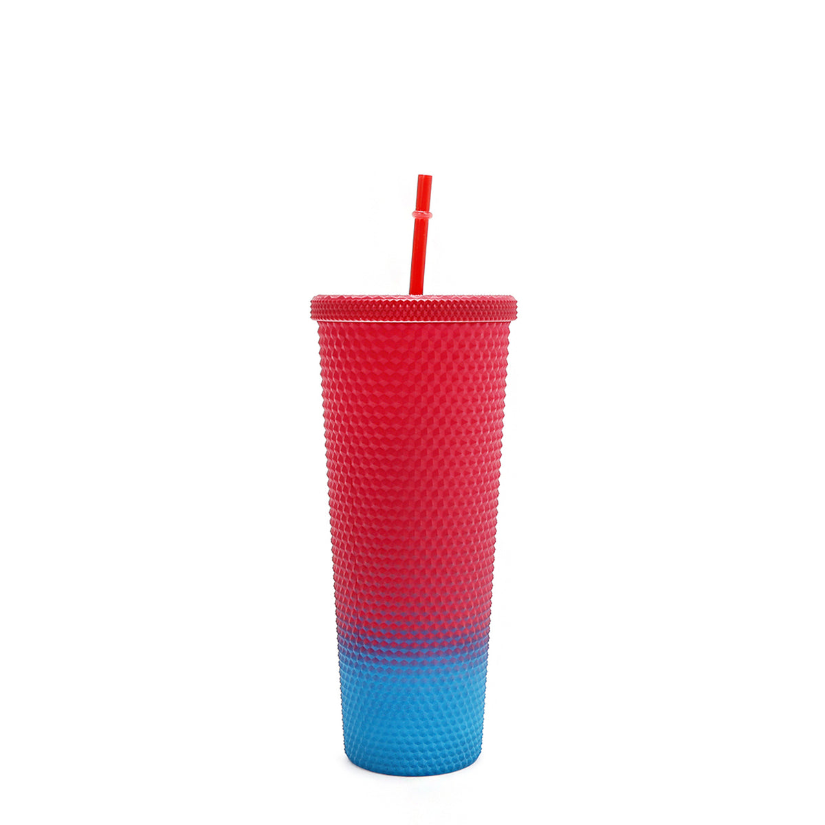24 OZ STUDDED TUMBLER WITH STRAW