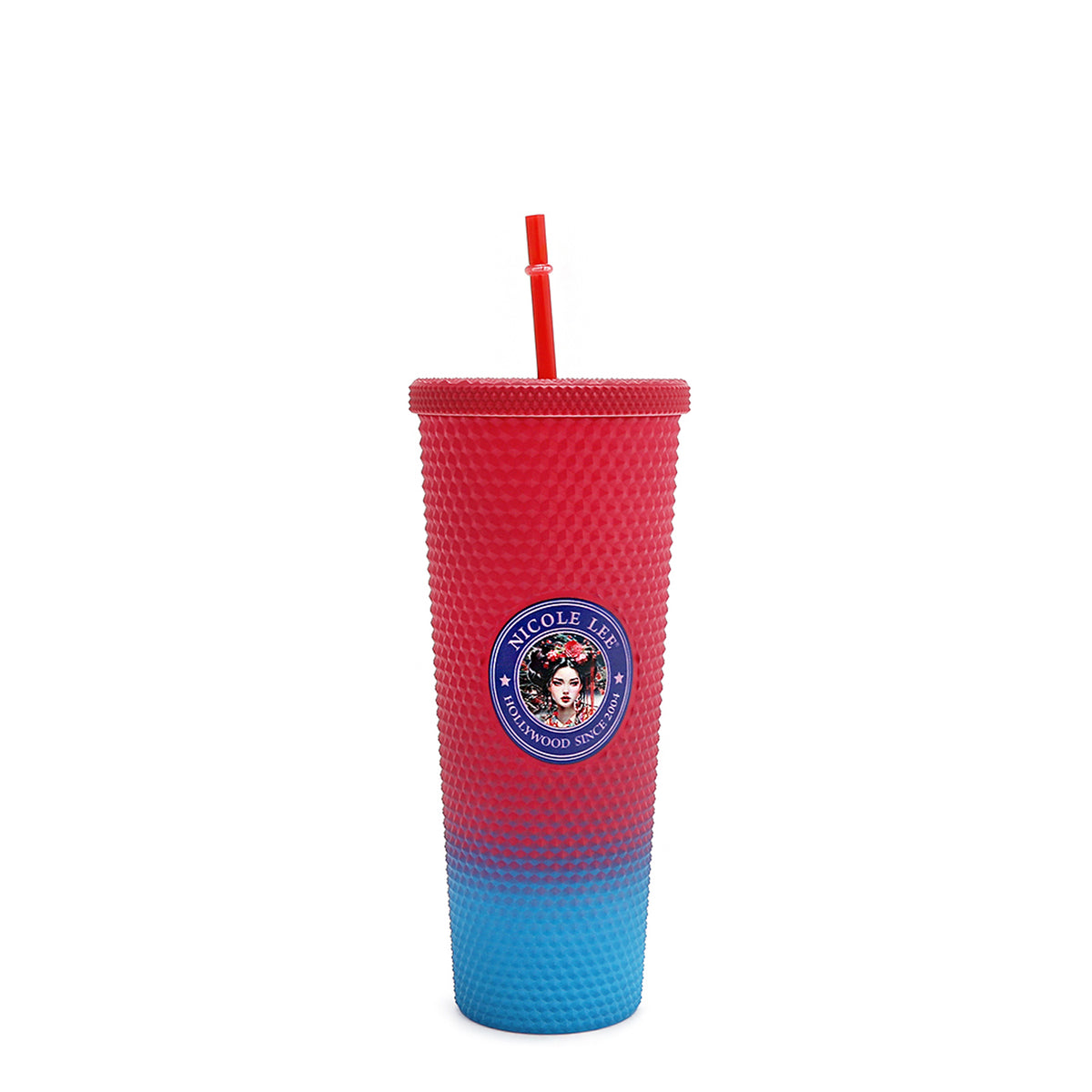 24 OZ STUDDED TUMBLER WITH STRAW