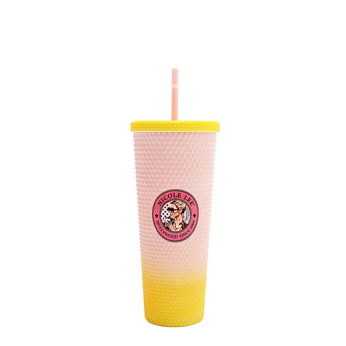 24 OZ STUDDED TUMBLER WITH STRAW