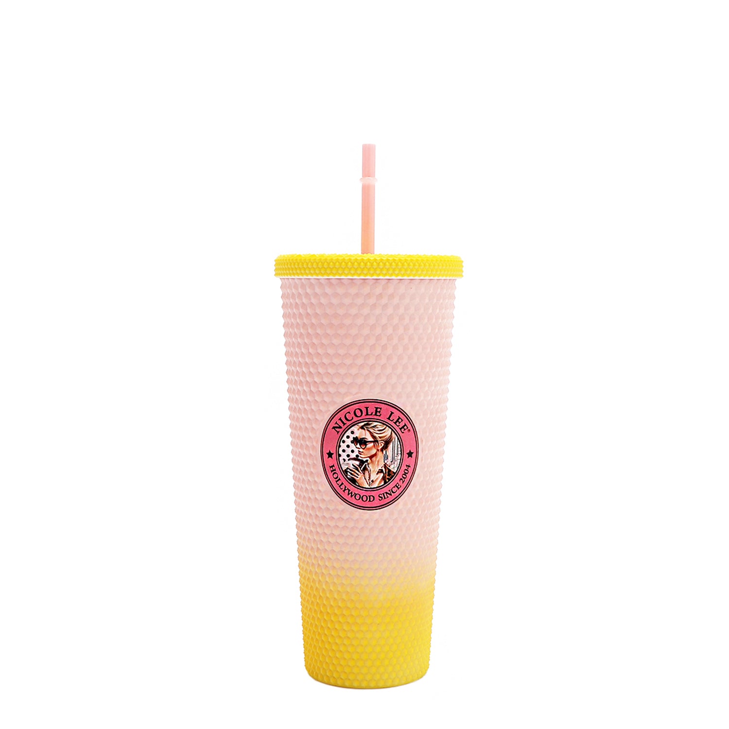 24 OZ STUDDED TUMBLER WITH STRAW