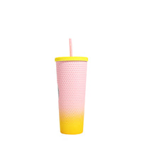 24 OZ STUDDED TUMBLER WITH STRAW