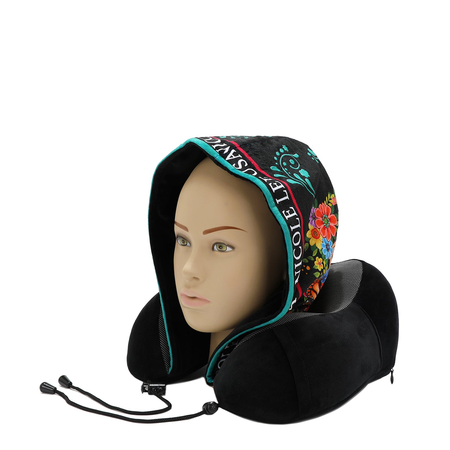 Hooded Travel Neck Pillow, High Density Memory Foam, Adjustable