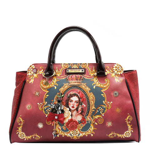 The Queen Wide Handbag with Embellishments, Bow and Tassel Charm