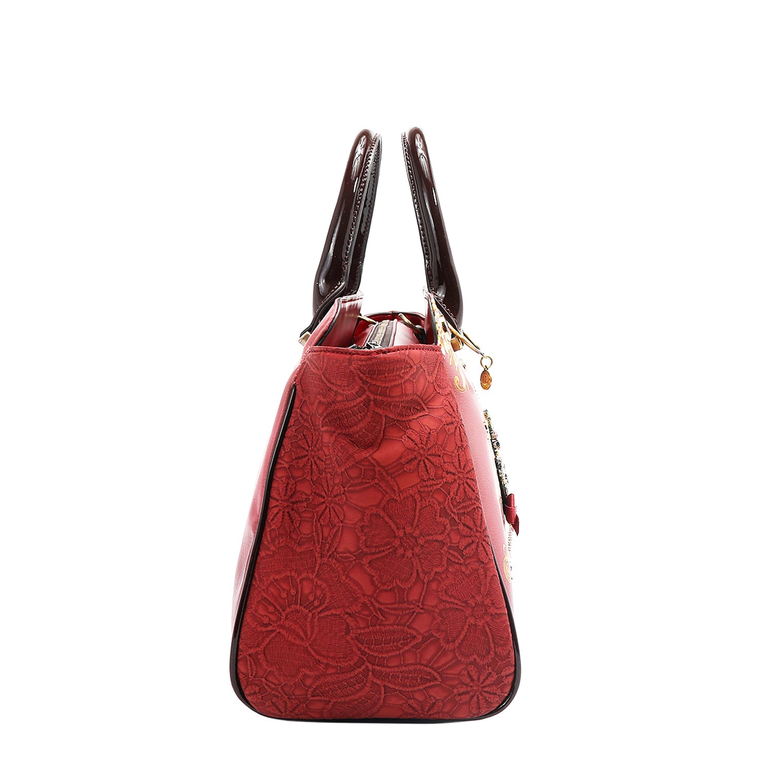 The Queen Wide Handbag with Embellishments, Bow and Tassel Charm