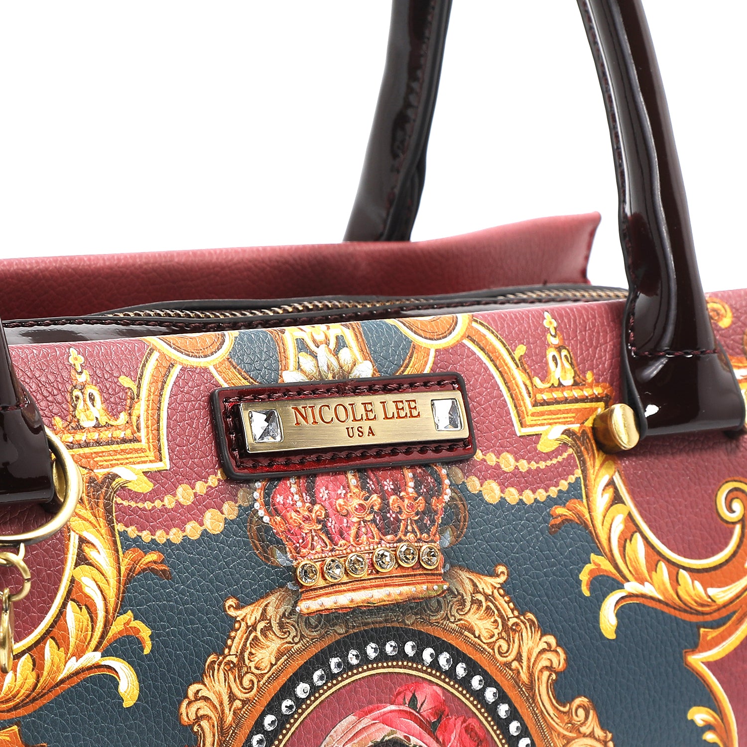 The Queen Satchel Handbag with Embellishments, Vegan Leather