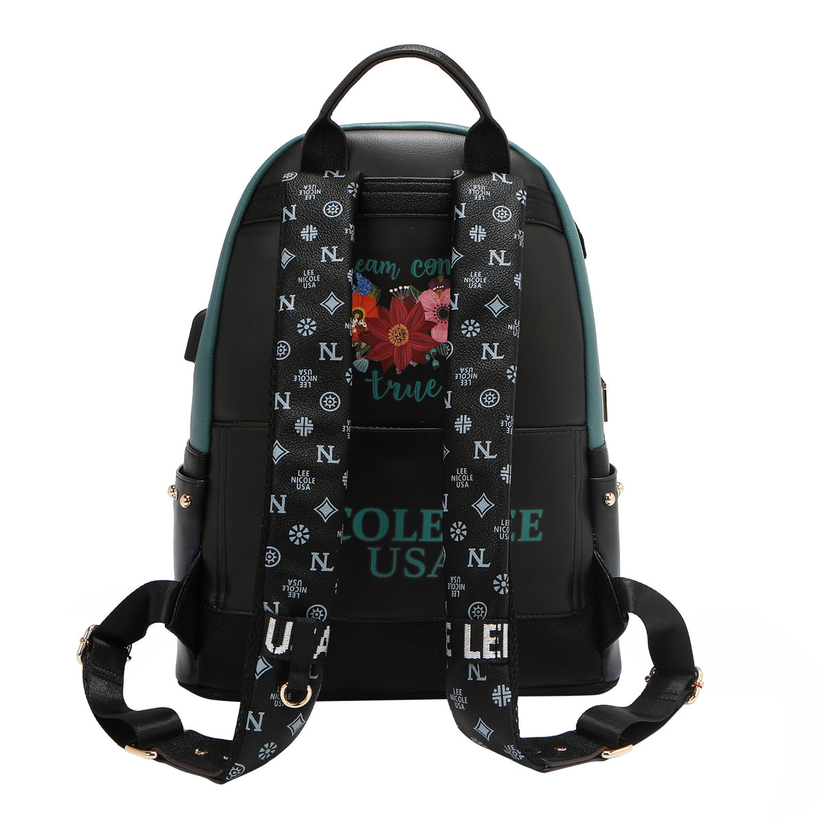 LARGE USB FASHION BACKPACK WITH CHARGING PORT AND POUCH