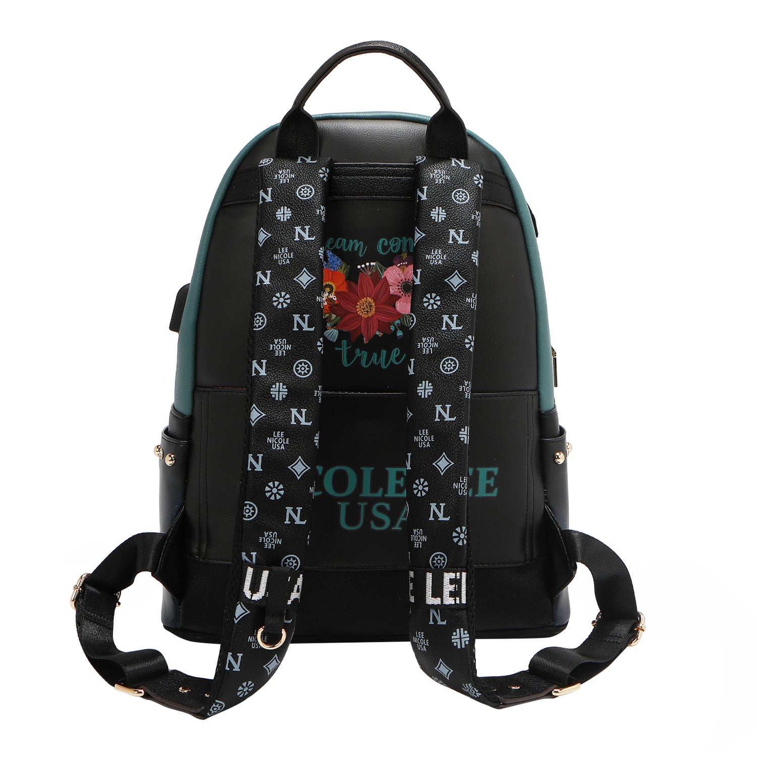 LARGE USB FASHION BACKPACK WITH CHARGING PORT AND POUCH