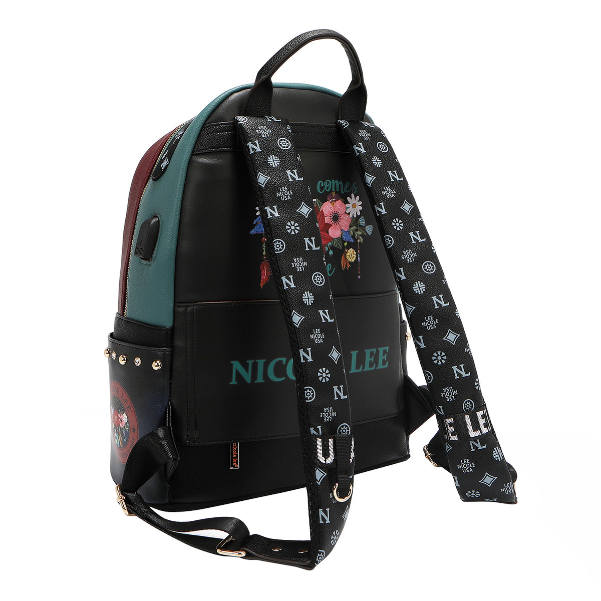 LARGE USB FASHION BACKPACK WITH CHARGING PORT AND POUCH